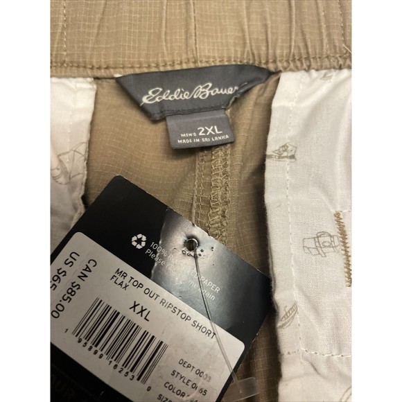 New Eddie Bauer Top Out Ripstop Elastic Men’s Shorts Flax Color  Sz XXL/ 2XL - Picture 8 of 11